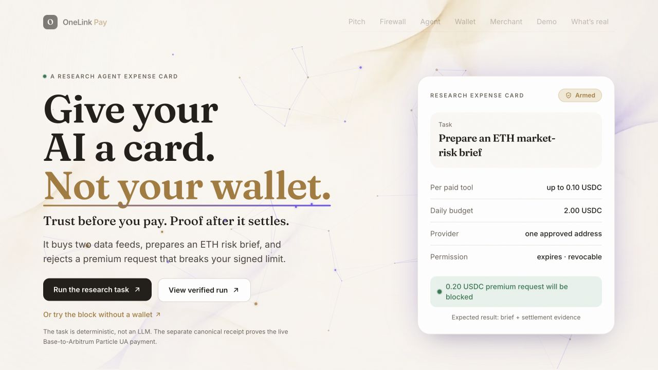 OneLink Pay application interface.